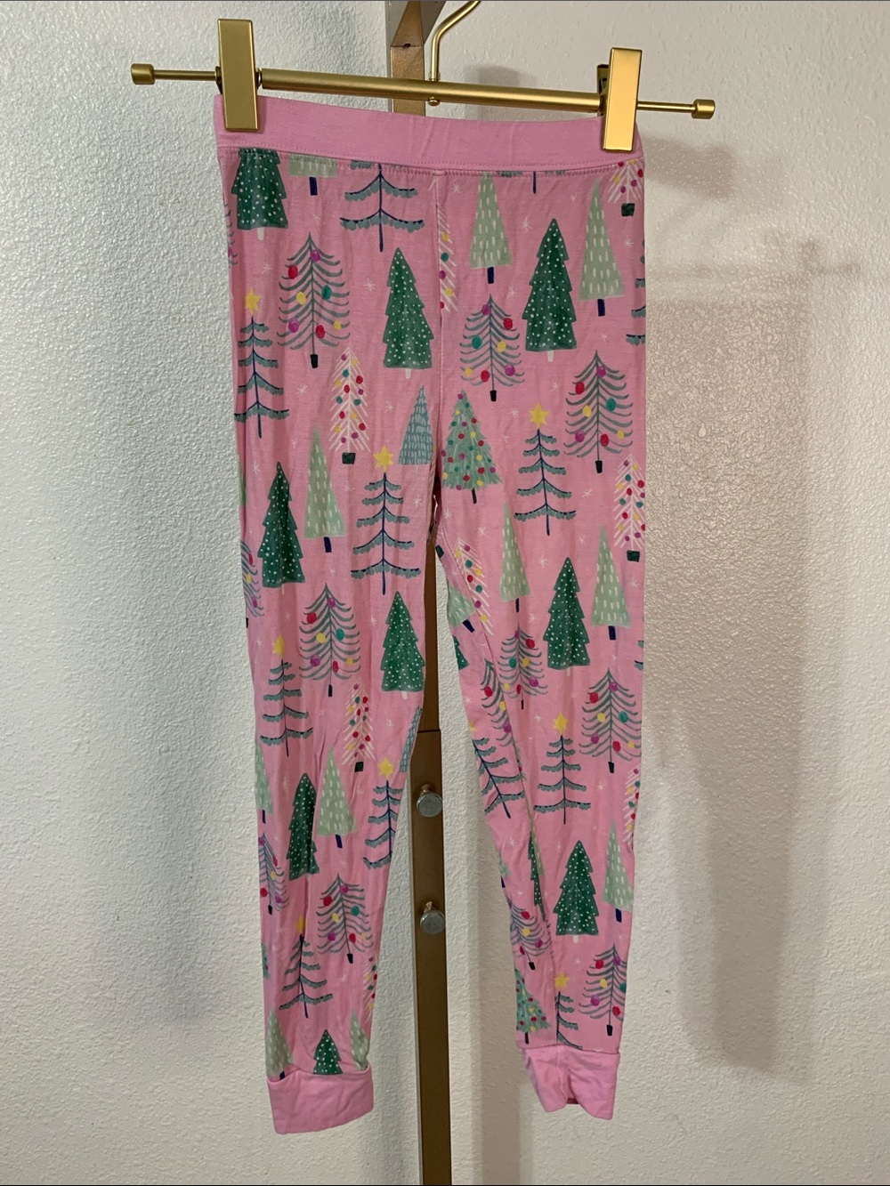 Little Sleepies- Kids Pink Holiday Tree Print Pajama Bottoms- 4T